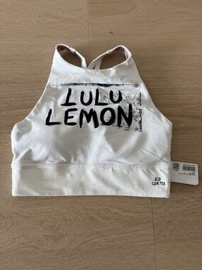lululemon athletica White Sports Bra with Black Logo
